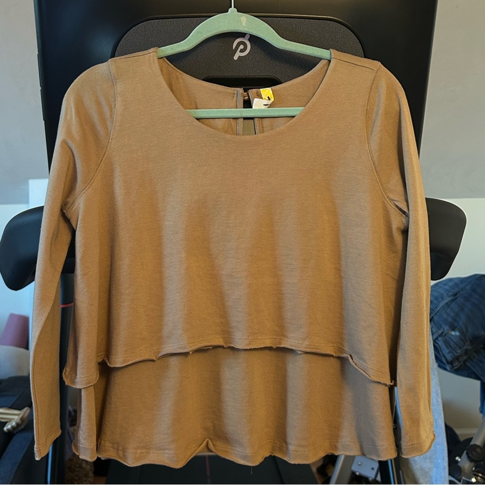 Free People Layered Ruffled Blouse, Oversized With Keyhole Back, Size Small